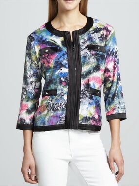 Michael Simon multiple color, sequined, 3/4 sleeve jacket, size medium